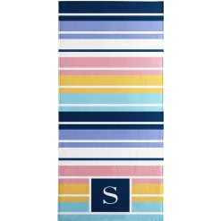 Initial Stripes Beach Towel