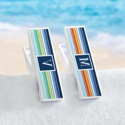 Initial Stripes Beach Towel Chair Clip - Set of 2