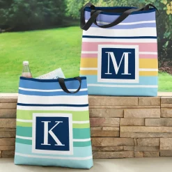 Initial Stripes Tote Bag