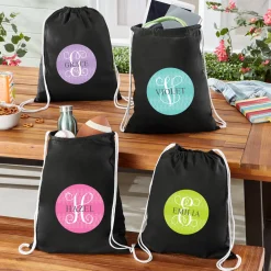 Initial With Name Drawstring Bags