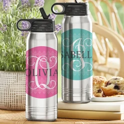 Initial with Name Stainless Steel Water Bottle