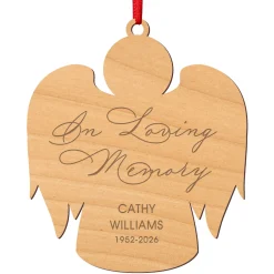 In Loving Memory Angel Laser Cut Wood Ornament