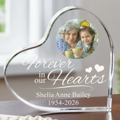 In Our Hearts Memorial Photo Acrylic Heart