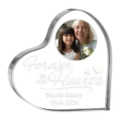 In Our Hearts Memorial Photo Acrylic Heart