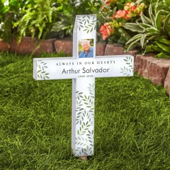 In Our Hearts Memorial Solar Photo LED Cross