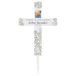 In Our Hearts Memorial Solar Photo LED Cross