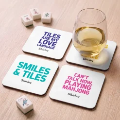 In the Mood For Mahjong Wood Coasters