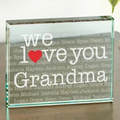 I/We Heart 2 Sided Glass Block