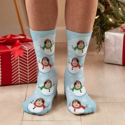 Jolly Snowman Photo Socks