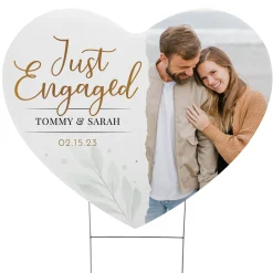 Just Engaged Heart Yard Sign