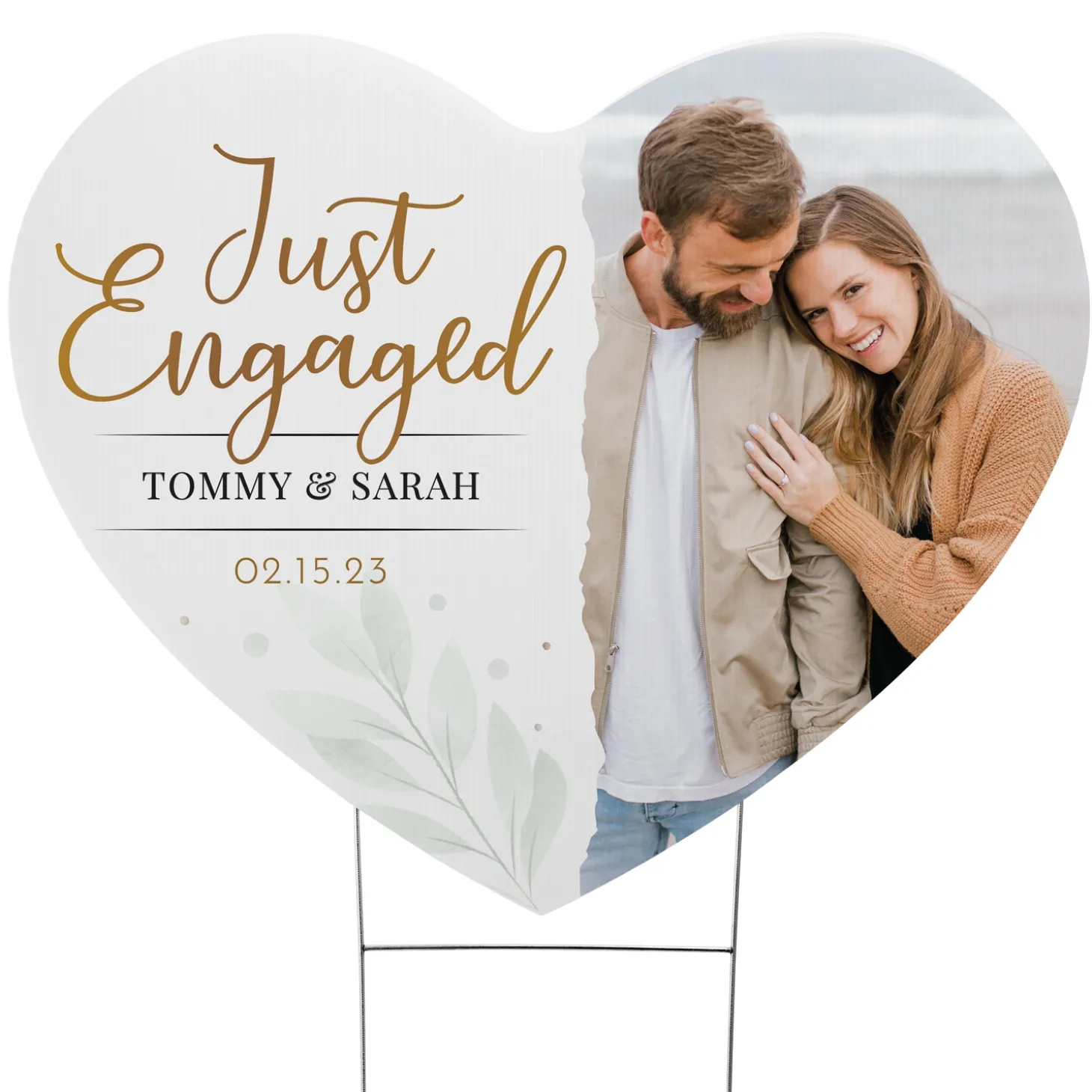 Just Engaged Heart Yard Sign