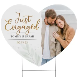 Just Engaged Heart Yard Sign