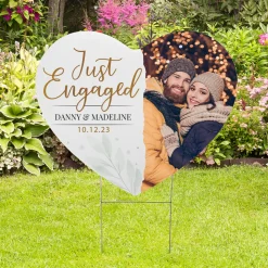 Just Engaged Heart Yard Sign