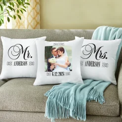 Just Married Photo Throw Pillow - Set of 3