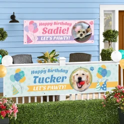 Let's Pawty Pet Photo Birthday Banner