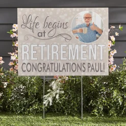 Life Begins At Retirement Photo Yard Sign
