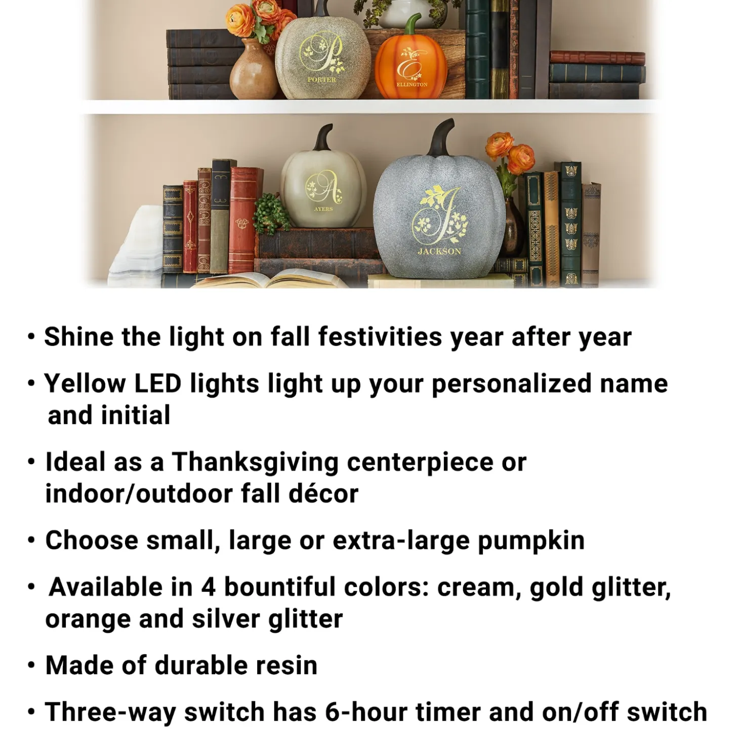 Light-Up Floral Name Pumpkin