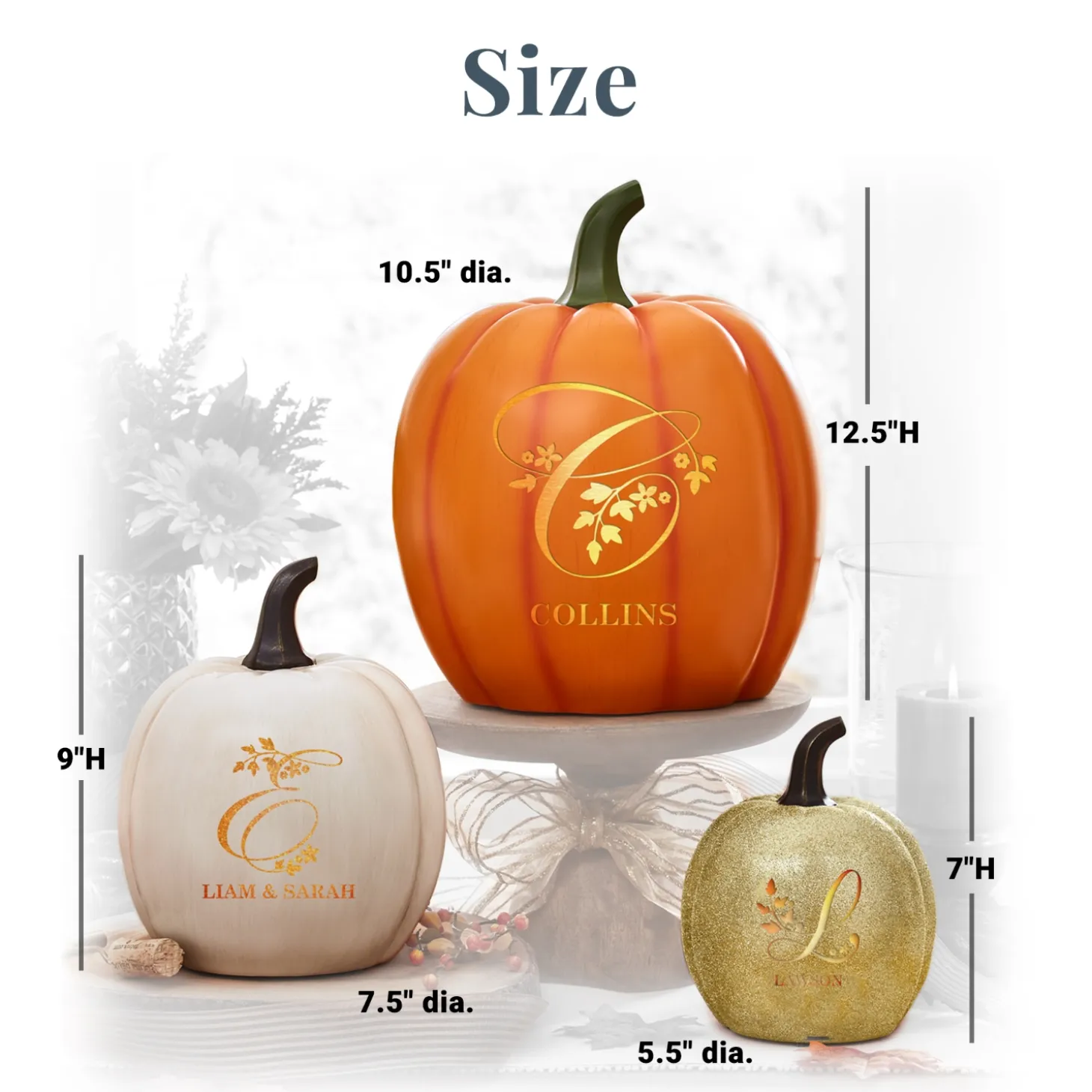 Light-Up Floral Name Pumpkin