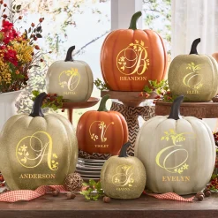Light-Up Floral Name Pumpkin