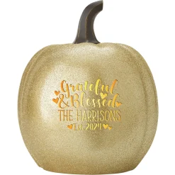 Light-Up Grateful & Blessed Pumpkin
