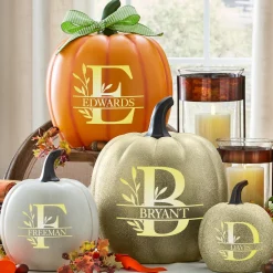 Light-Up Leafy Name Pumpkin