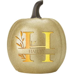 Light-Up Leafy Name Pumpkin