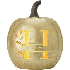 Light-Up Leafy Name Pumpkin