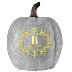 Light-Up Silver Glitter Pumpkin Collection
