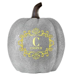 Light-Up Silver Glitter Pumpkin Collection