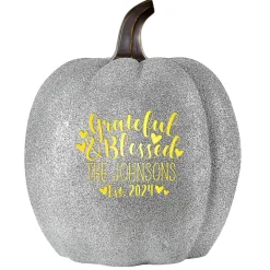 Light-Up Silver Glitter Pumpkin Collection