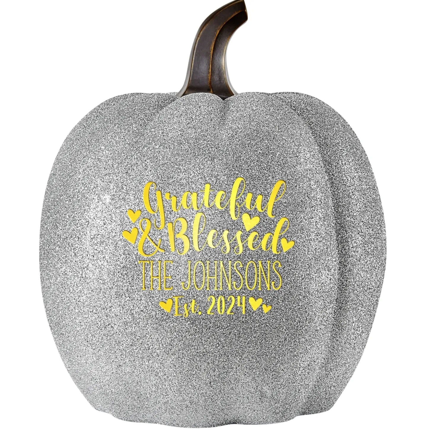 Light-Up Silver Glitter Pumpkin Collection