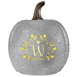 Light-Up Silver Glitter Pumpkin Collection