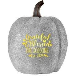 Light-Up Silver Glitter Pumpkin Collection