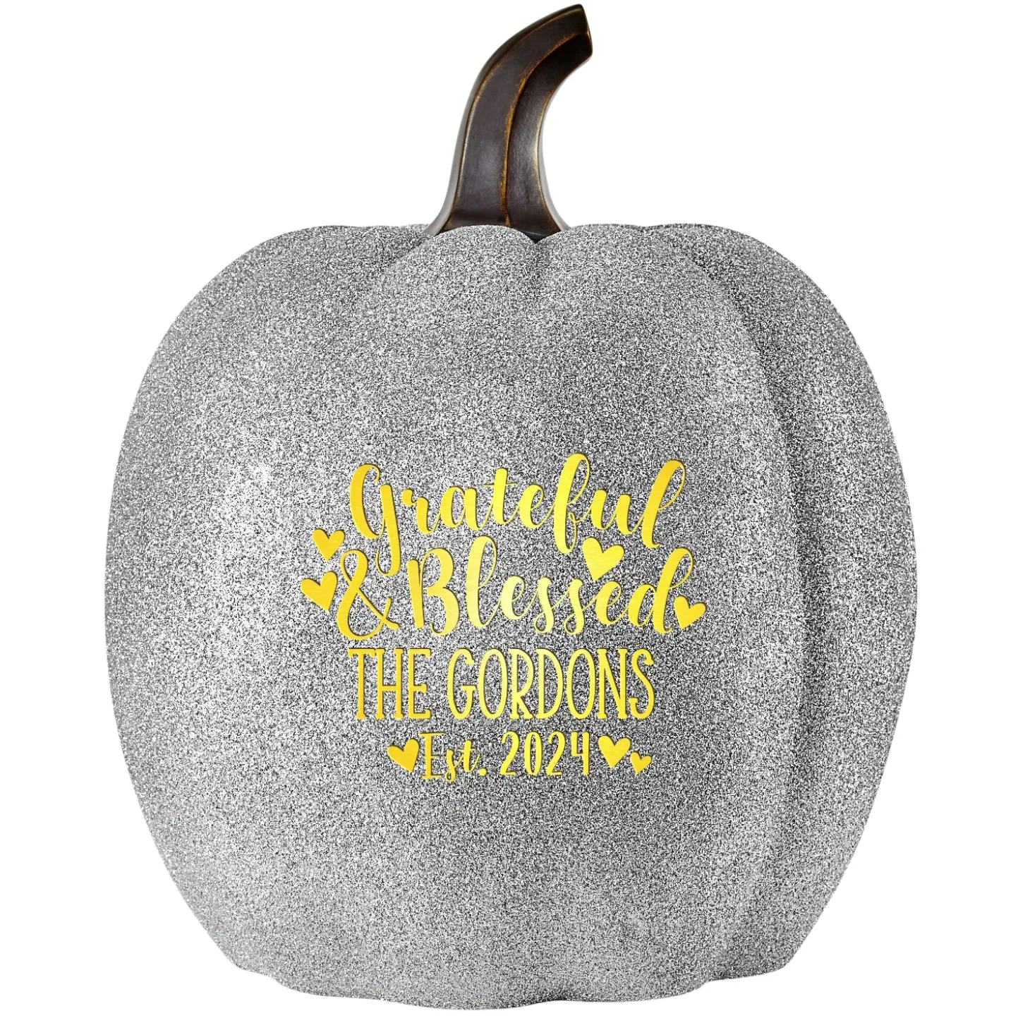Light-Up Silver Glitter Pumpkin Collection