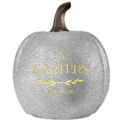 Light-Up Silver Glitter Pumpkin Collection