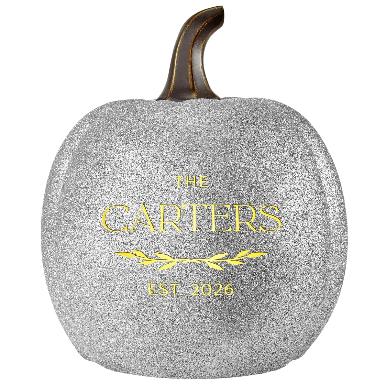 Light-Up Silver Glitter Pumpkin Collection