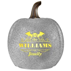 Light-Up Silver Glitter Pumpkin Collection