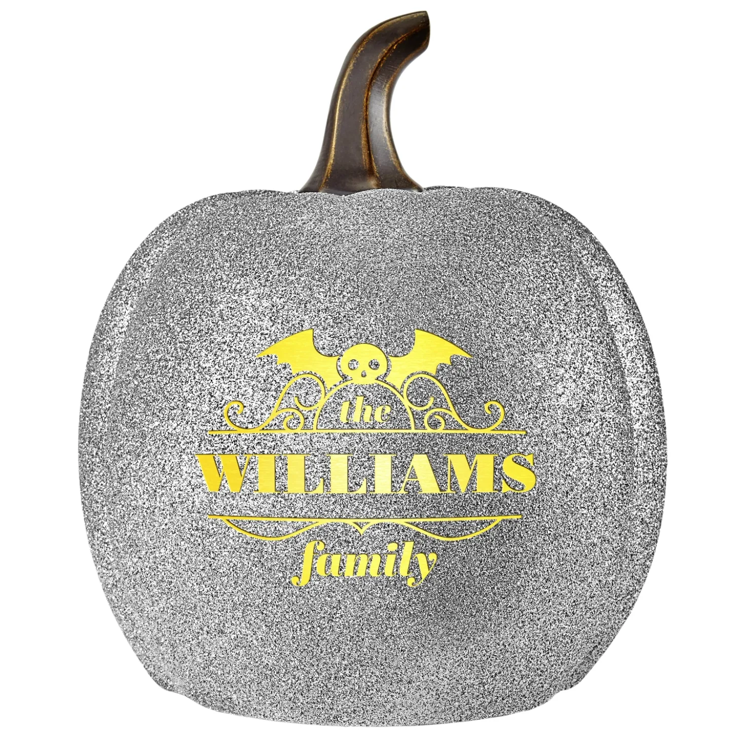 Light-Up Silver Glitter Pumpkin Collection