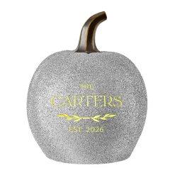 Light-Up Silver Glitter Pumpkin Collection