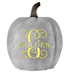 Light-Up Silver Glitter Pumpkin Collection