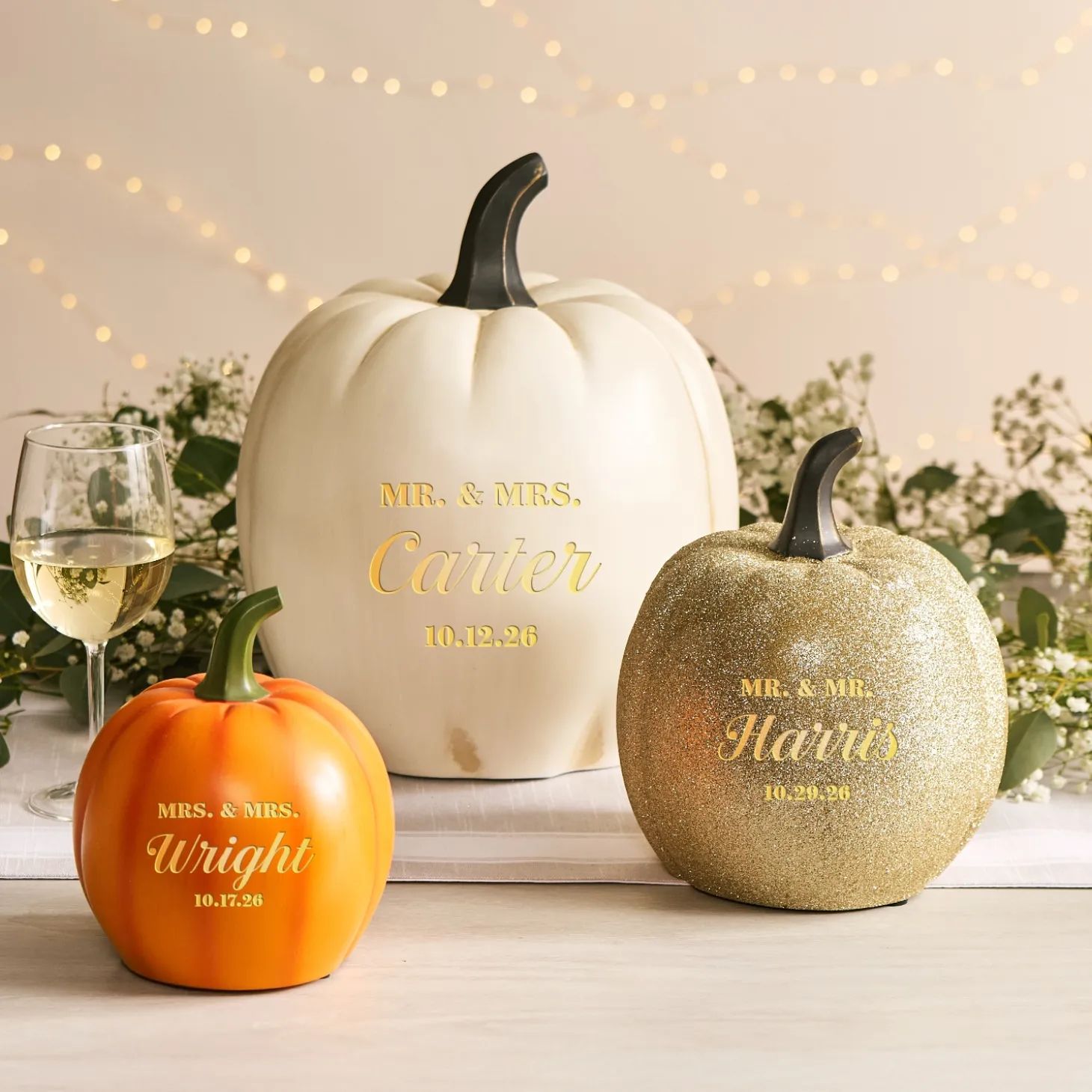 Light-Up Wedding Couple Pumpkin Collection
