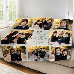 Love and Family Photo Plush Blanket