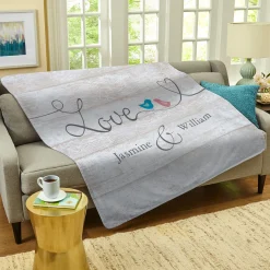 Lovebirds on a Wire Plush Blanket