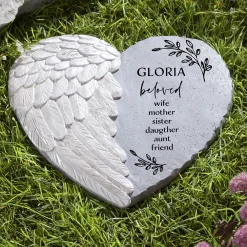 Loved By All Heart Wing Garden Stone