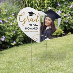Love For Grad Photo Heart Yard Sign