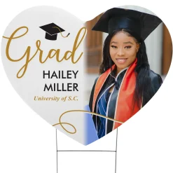Love For Grad Photo Heart Yard Sign