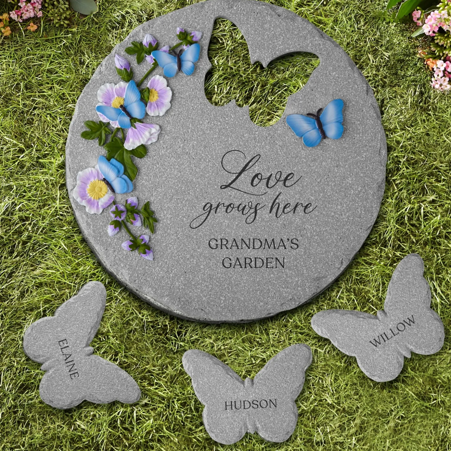 Love Grows Here Butterfly Garden Stone
