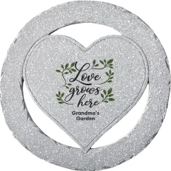 Love Grows Here Encircled Heart Garden Stone