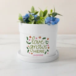Love Grows Here Planter With Tray