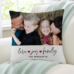 Love Joy Family Photo Throw Pillow